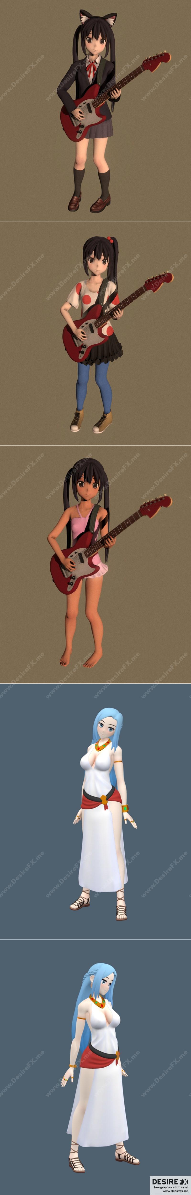 Azusa Nakano 01 3D打印模型 橄榄枝侍从角色|Azusa Nakano 01 and Olivia Servant – 3D Print Model STL