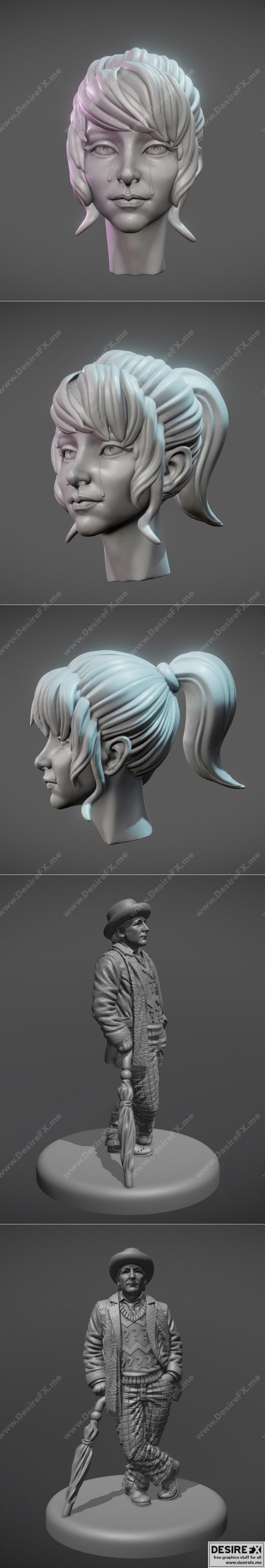 悲伤的女孩与麦科伊医生——3D打印模型|Sad Girl and Doctor McCoy – 3D Print Model STL