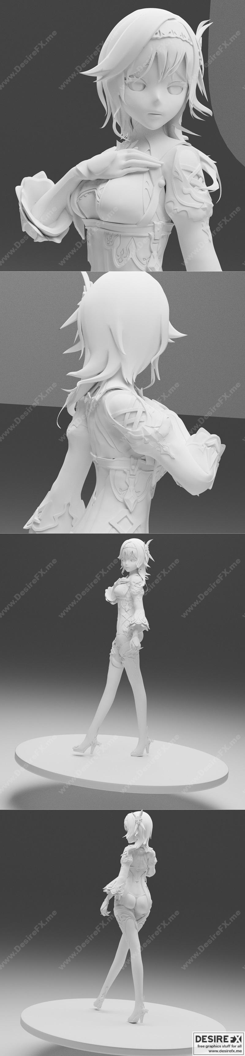 原神 欧拉少女雕像 3D打印模型|Genshin Impact – Eula Bishoujo Statue – 3D Print Model STL
