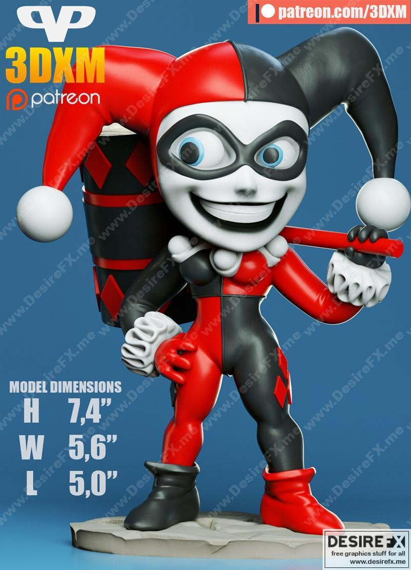 3DXM - 哈莉奎因Chibi - 3D打印模型|3DXM – Harley Quinn Chibi – 3D Print Model STL