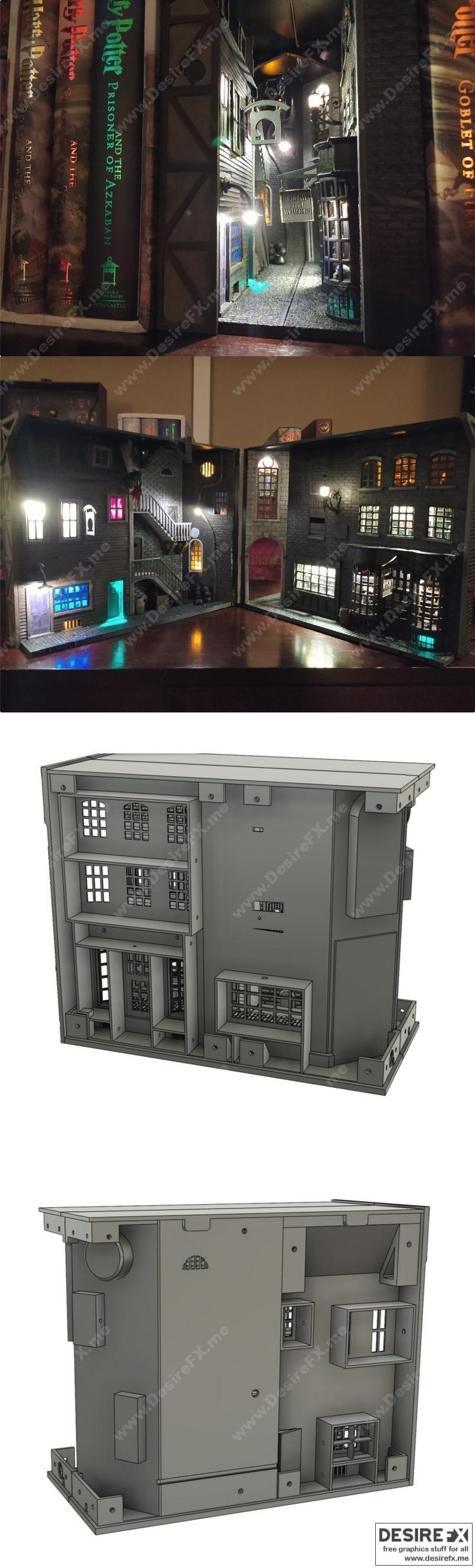 Knockturn Alley 3D打印模型|Knockturn Alley Book Nook – 3D Print Model STL