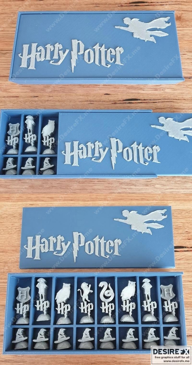 哈利波特棋盘棋具及展示盒 - 3D打印模型|Harry Potter Chess Set and Display Box – 3D Print Model STL