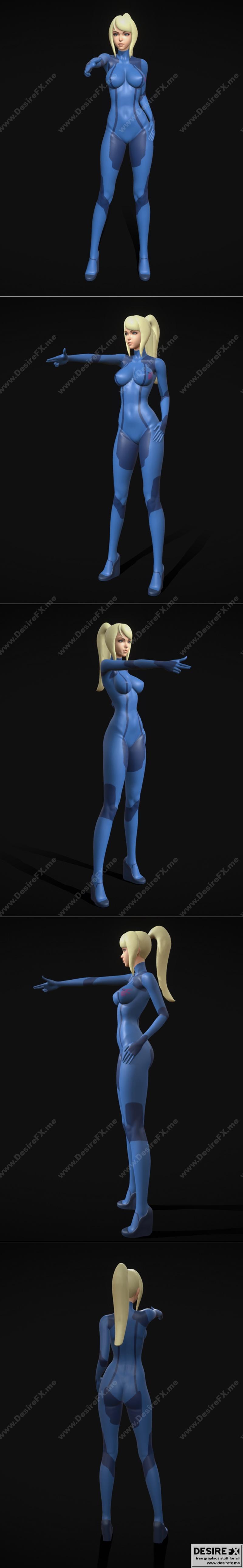零 Suit 萨姆斯 3D打印模型|Zero Suit Samus Fan art Alt Pose – 3D Print Model STL