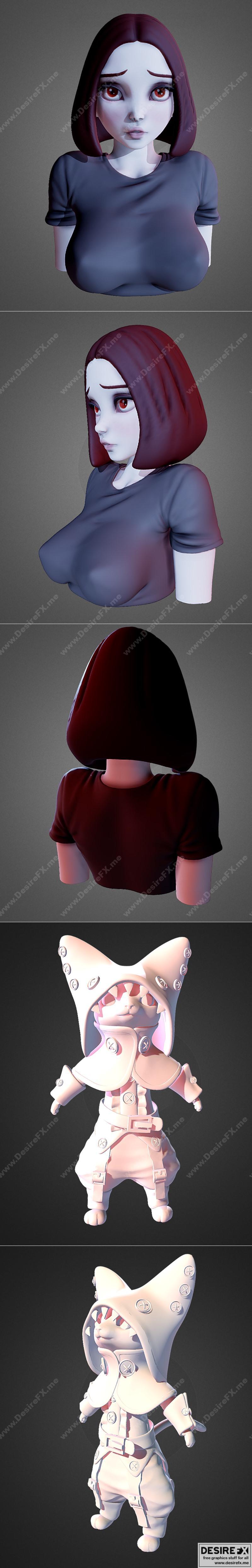 3D打印模型：猫娘高挑造型晨间萌系角色|Bad Girl Morning Sketch and Cat High Dec – 3D Print Model STL