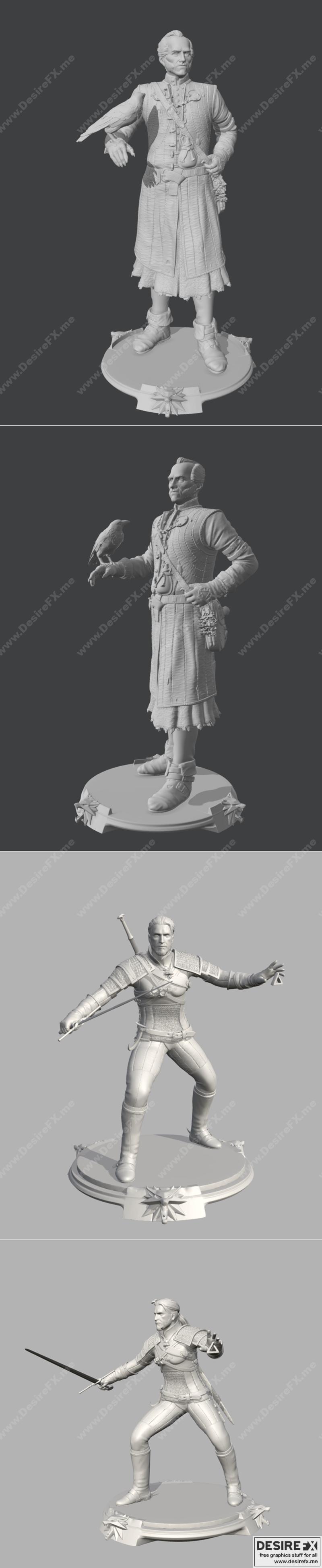 《巫师之白狼 伊梅尔·雷吉斯 3D打印模型》|Emiel Regis and Geralt of Rivia The Witcher White Wolf – 3D Print Model STL