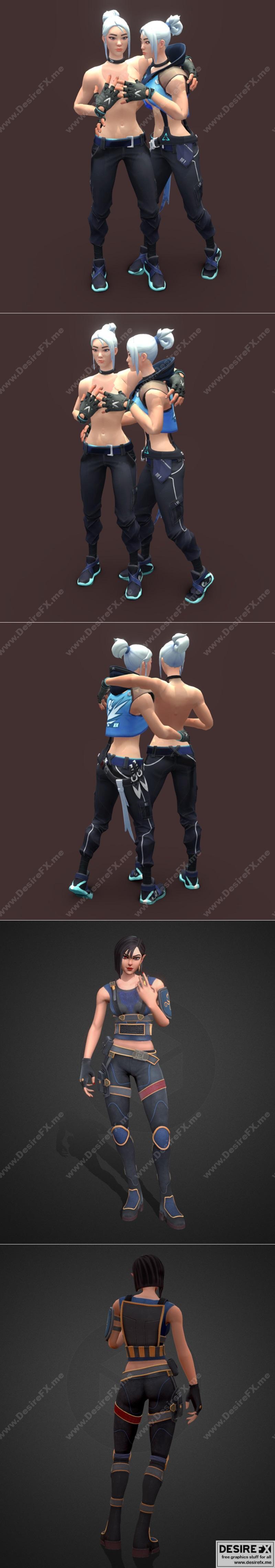 Jett与Aziel角色3D打印模型|Jett – Valorant Edit and Aziel Valorant OC fanart – 3D Print Model STL