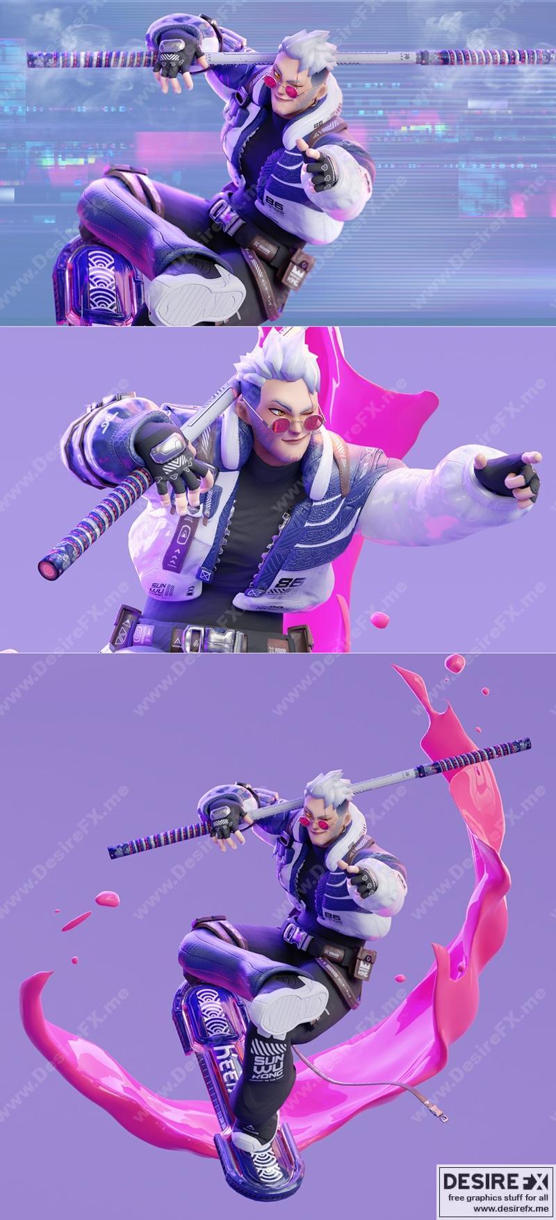 美猴王——赛博朋克版3D打印模型|Sun Wukong The Monkey King – Cyberpunk Version – 3D Print Model STL