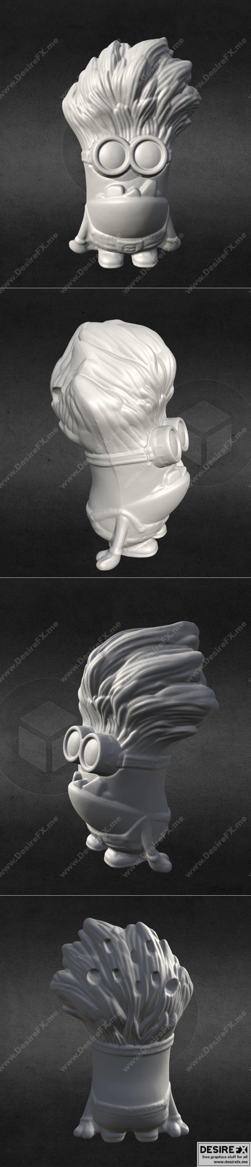 紫发小怪兽3D打印模型|Scanned Purple Haired Minion – 3D Print Model STL