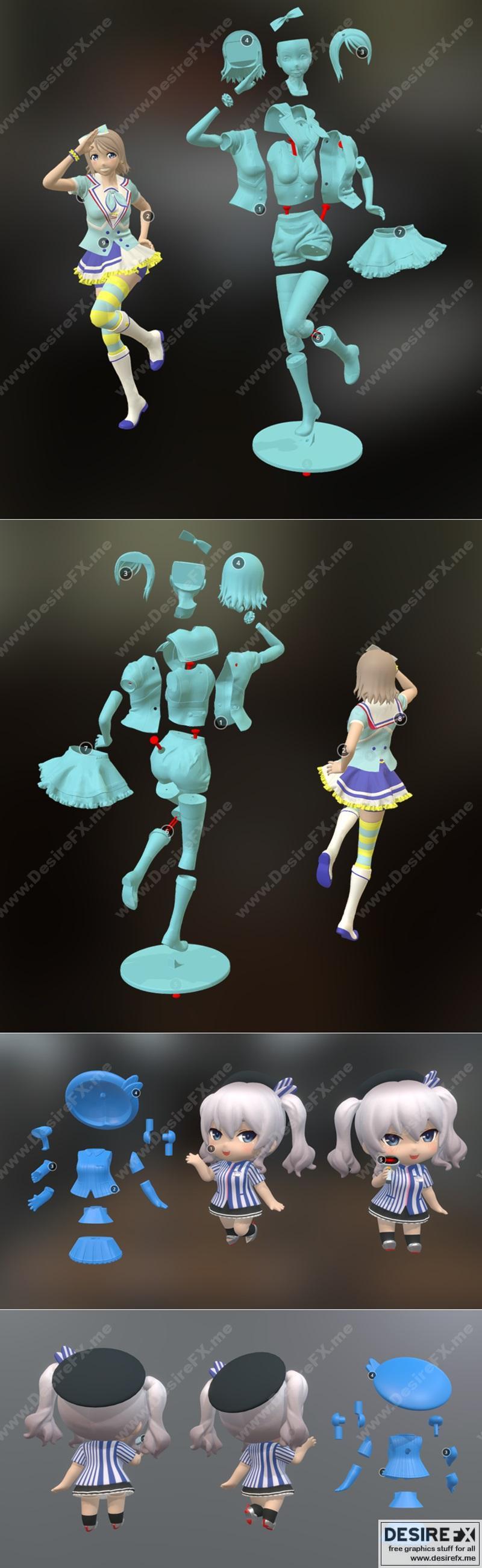 Yousoro 跳动的心与 Kashima Nendoroid（LAWSON版）3D打印模型|Yousoro Jumping Heart and Nendoroid Kashima (LAWSON ver) Fanart – 3D Print Model STL