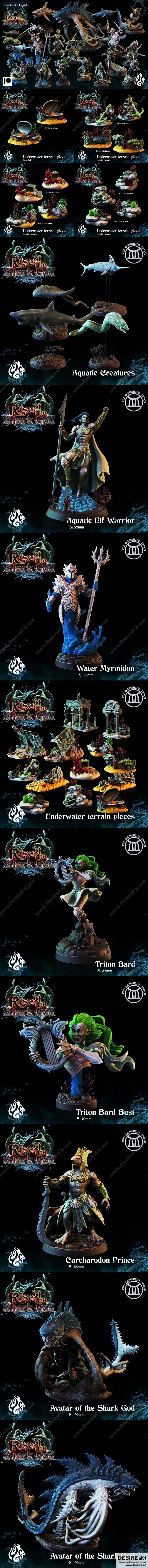 鲨神崛起 3D打印模型包|Rise of the Shark God” Bundle – 3D Print Model STL