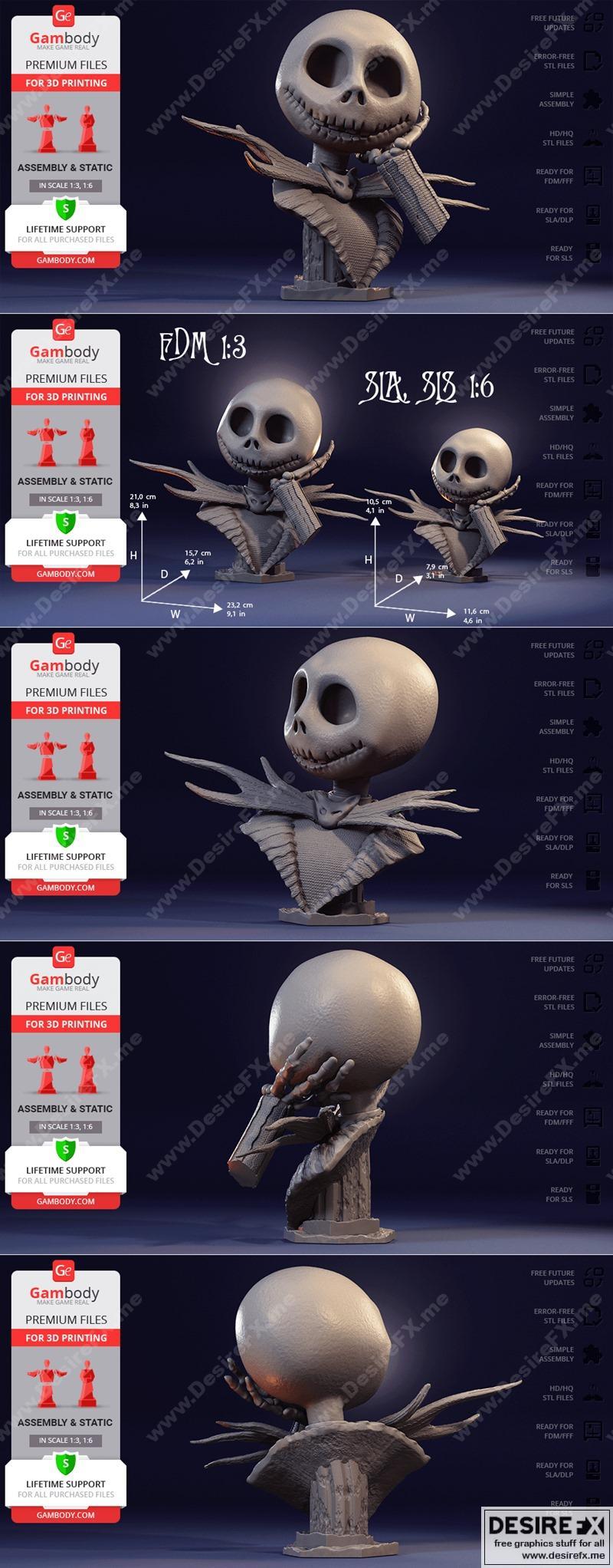 杰克·斯克里文3D打印模型|Jack Skellington Bust – 3D Print Model STL