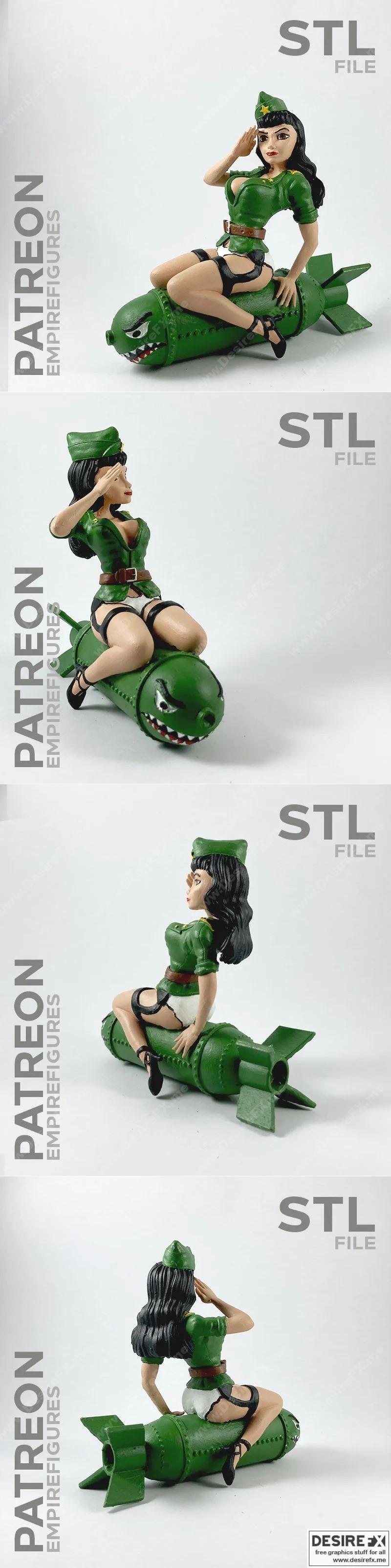 帝国图腾 - 飞行兵少女 3D打印模型|Bomber Gir – Empire Figures – 3D Print Model STL