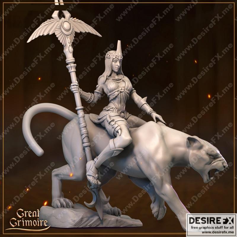 塞克特之选达莉亚——猫豹主题3D打印模型|Dalia Chosen of Selket on Panther – 3D Print Model STL