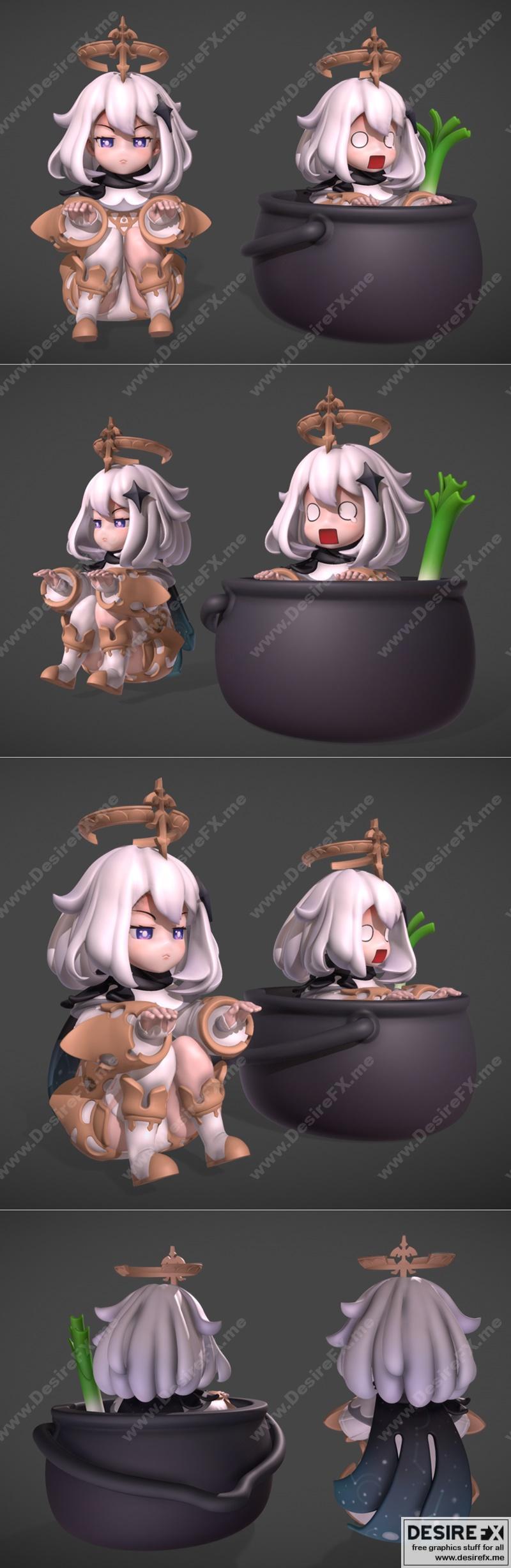 帕姆3D打印模型|Paimon in the pot – Fanart – 3D Print Model STL