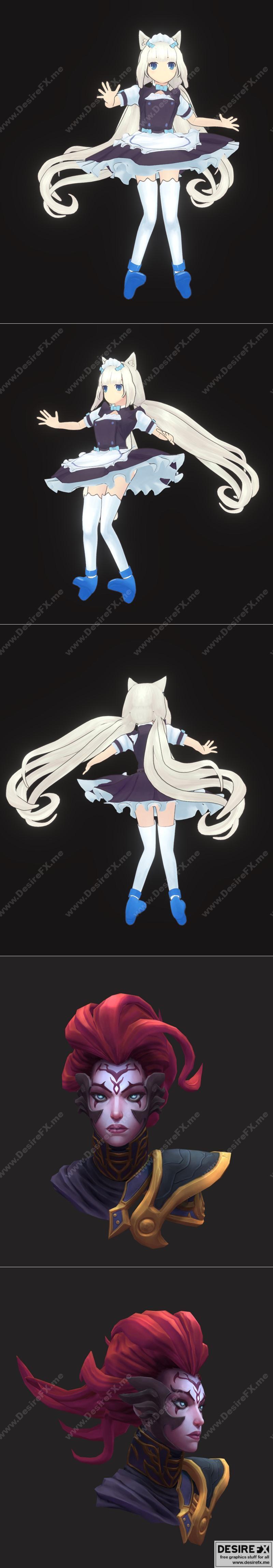 vanilla nekopara 与 darksiders fury 3D打印模型|Vanilla Nekopara Fanart and Darksiders Fury Bust – 3D Print Model STL