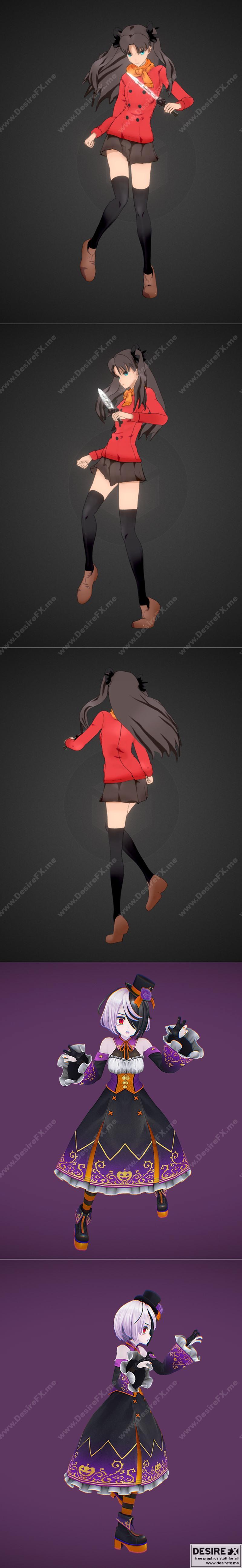 Fate Stay Night 3D打印模型：Tohsaka Rin与Claudia万圣节造型|Rin Tohsaka – Fate Stay Night Heavens Feel and Claudia Halloween – 3D Print Model STL