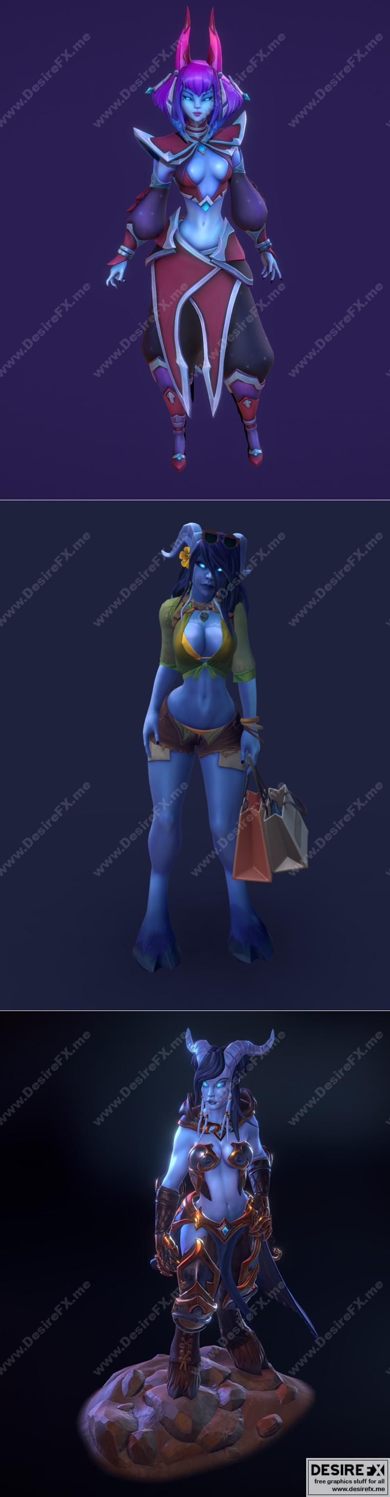 夏日德拉烯族v2 3D打印模型|Iva and Summertime Draenei v2 and Warcraft Draenei Fanart – 3D Print Model STL