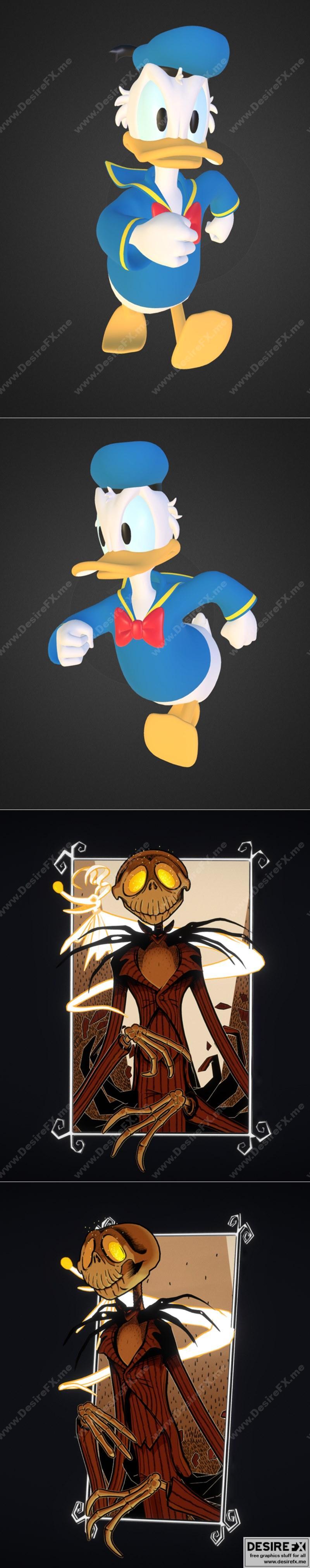 唐老鸭与杰克·斯克利特——3D打印模型|Donald Duck and Jack Skellington – 3D Print Model STL