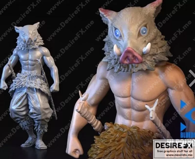 《鬼灭之刃》inosuke哈希比拉 3D打印模型|Inosuke Hashibira – Demon Slayer (Kimetsu) – 3D Print Model STL