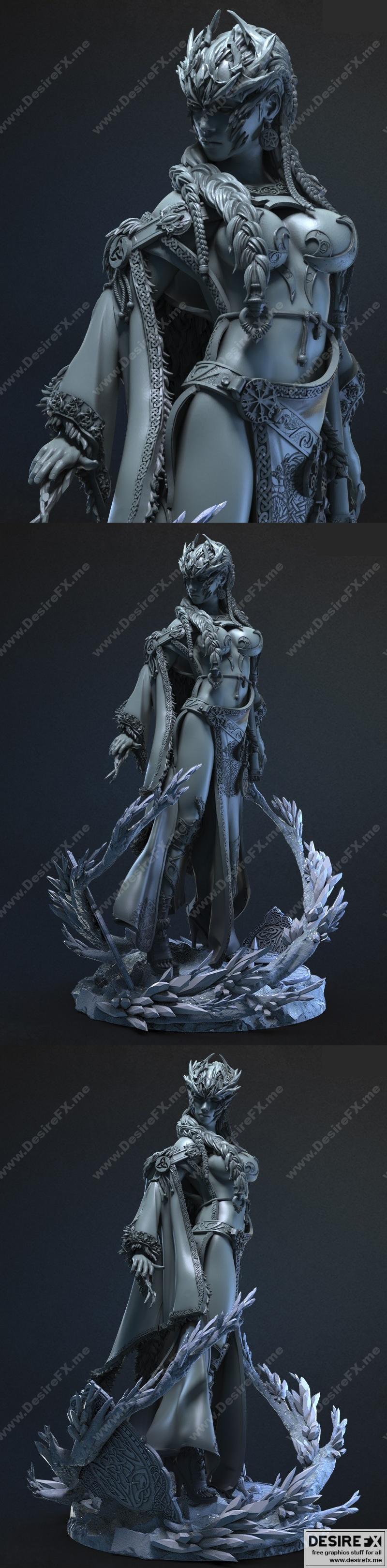 女性冻霜法师 3D打印模型|Female Cryomancer – 3D Print Model STL