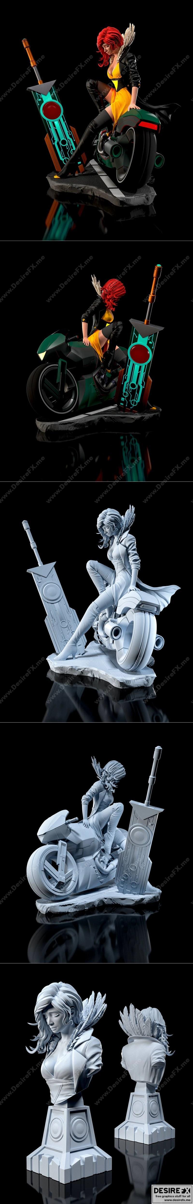 transistor角色3D打印模型|Red from Transistor Figure and Bust – 3D Print Model STL