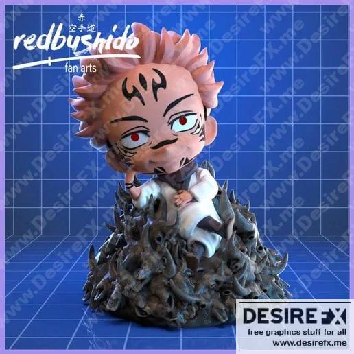 咒术回战瑞穆诺尔苏卡纳3D打印模型|Sukuna Ryomen Nendoroid Style Fan Art from Jujutsu Kaisen – 3D Print Model STL