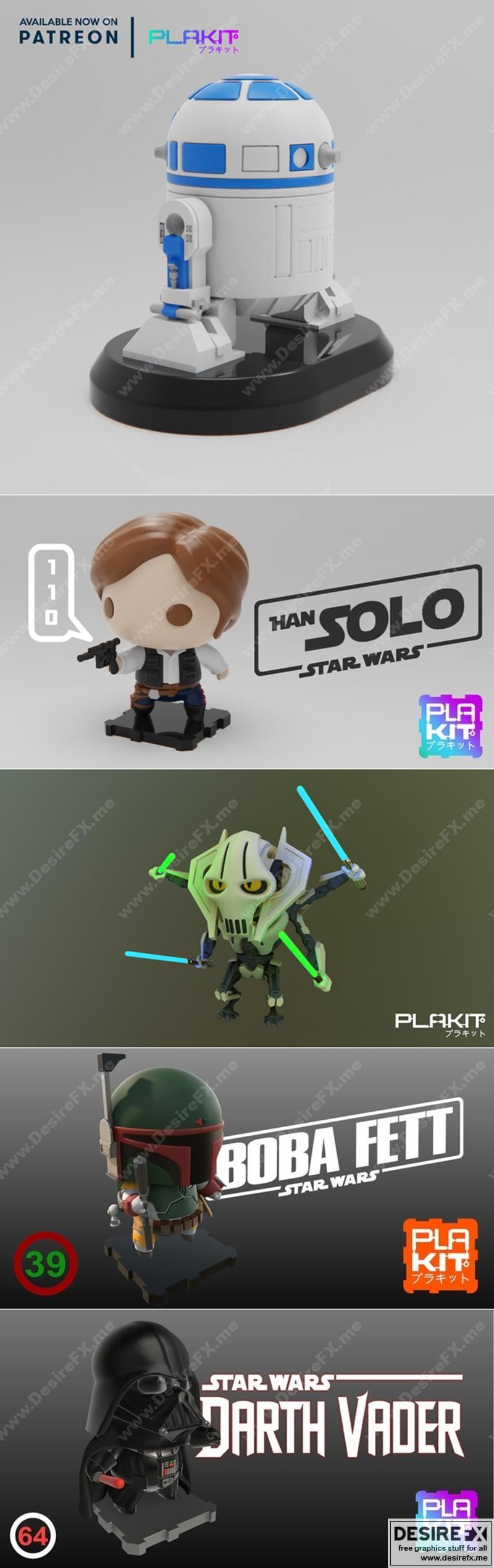 普拉克星战模型2 - 3D打印星战系列雕塑|Plakit Star Wars Pack 2 – 3D Print Model STL