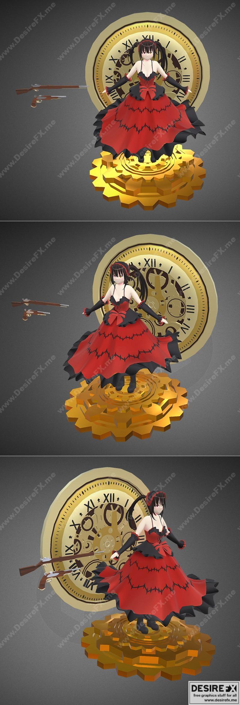 Date A Live - 神乐坂千春 - 3D打印模型|Date A Live – Kurumi Tokisaki – 3D Print Model STL