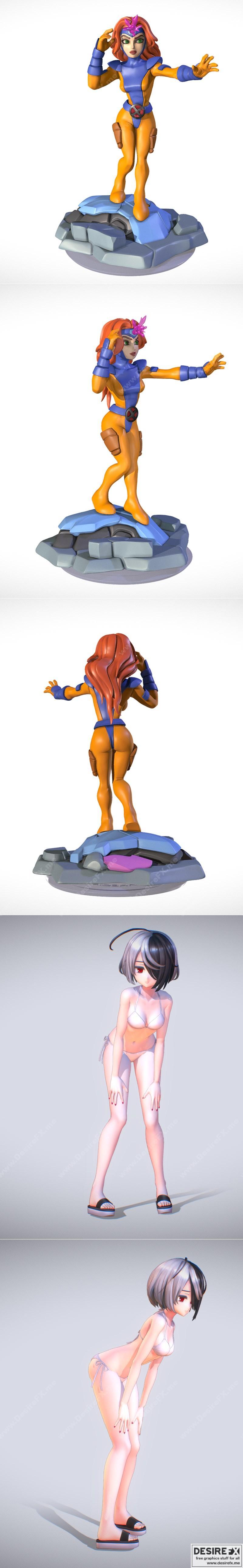 3D打印模型：Jean Grey 与 Claudia 沉浸式泳装造型|Jean Grey Infi90s and Claudia Swim – 3D Print Model STL