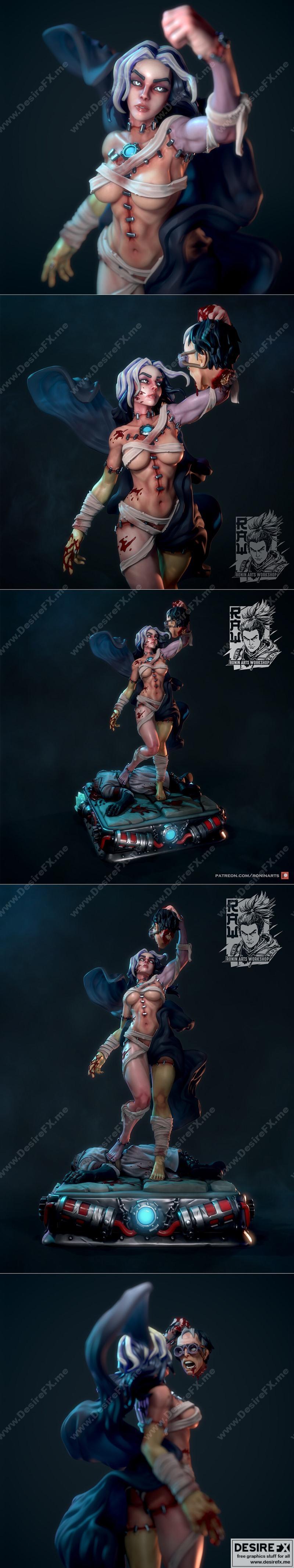 涅尼亚崛起——弗兰肯斯坦新娘3D打印模型|Nenia Rising – Bride of Frankenstein Diorama – 3D Print Model STL
