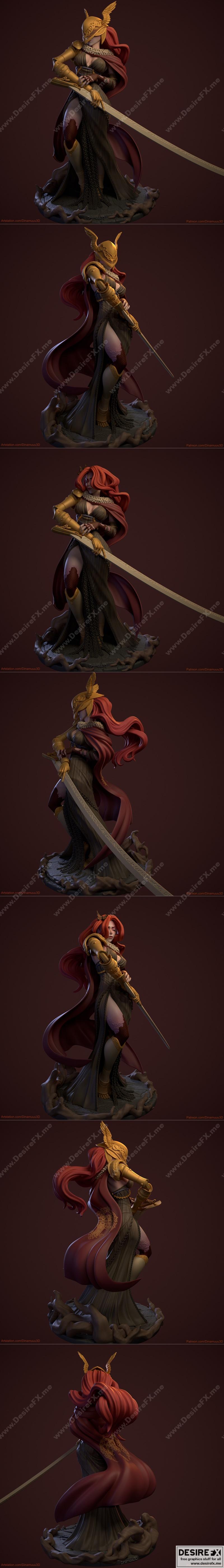 Dinamuuu 3D打印模型：梅琳娜 主要替代形态|Dinamuuu 3D – Malenia Main Alternate – 3D Print Model STL