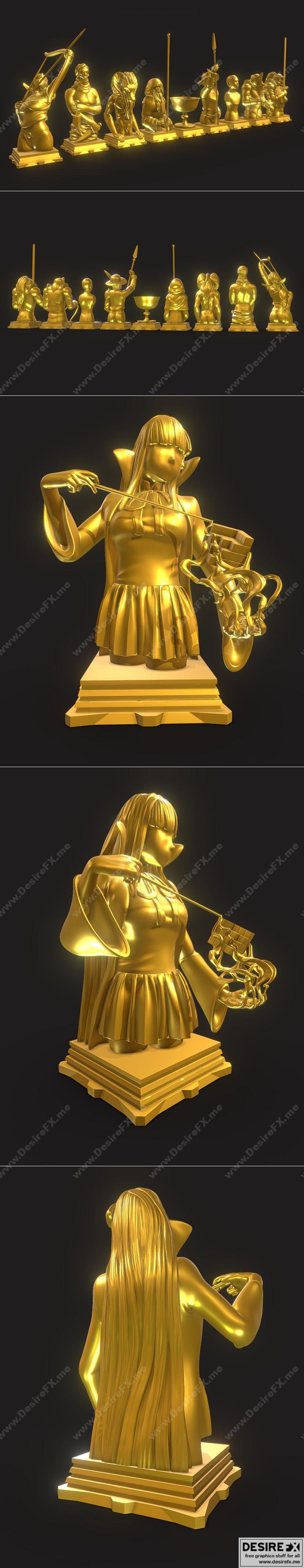 Fate零 九种职阶棋子 3D打印模型 桃花姬（月之癌）|Fate-Zero 9 Classes Chess Set and Fate Grand Order Moon Cancer Class Chess Piece – 3D Print Model STL