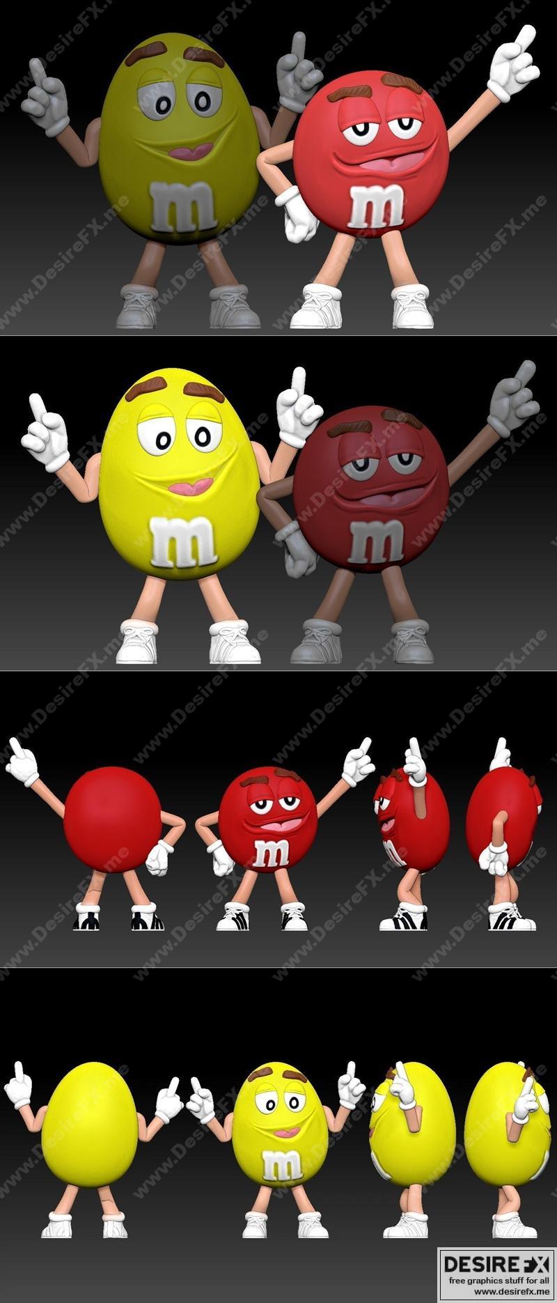 红与黄少女 3D打印模型|Rouge and Jaune MM’s – 3D Print Model STL