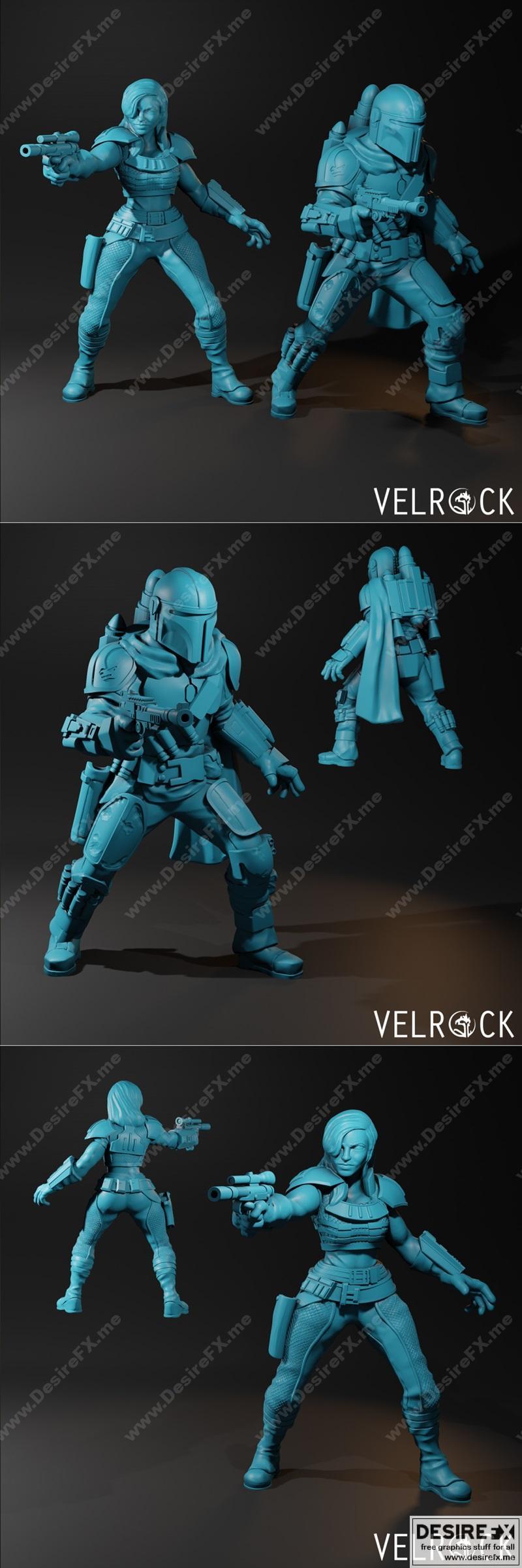 《曼达洛人与卡拉·杜恩 3D打印模型》|Din Djarin and Cara Dune – Star Wars The Mandalorian – 3D Print Model STL