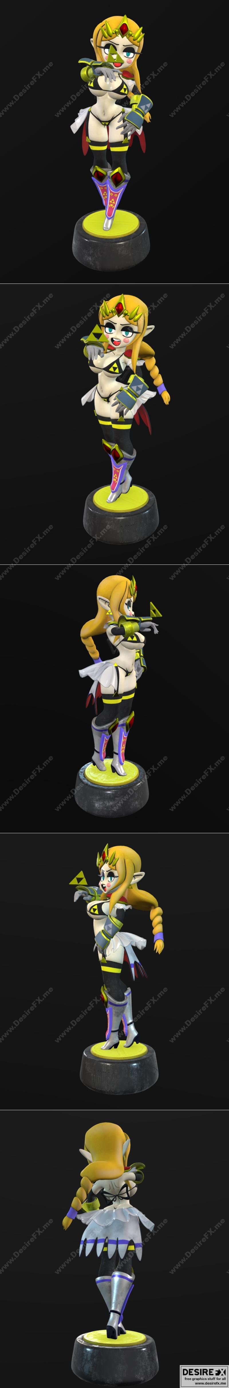 风格化3D打印模型：塞尔达公主|Stylized Amiibo Princess Zelda – 3D Print Model STL