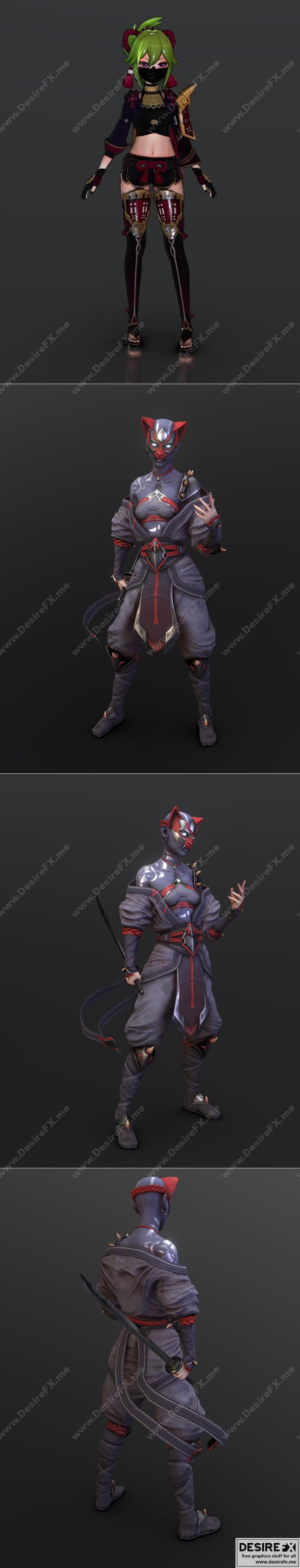 原神——葵花娘与忍者——3D打印模型|Genshin Impact – Kuki Shinobu and Kunoichi – 3D Print Model STL