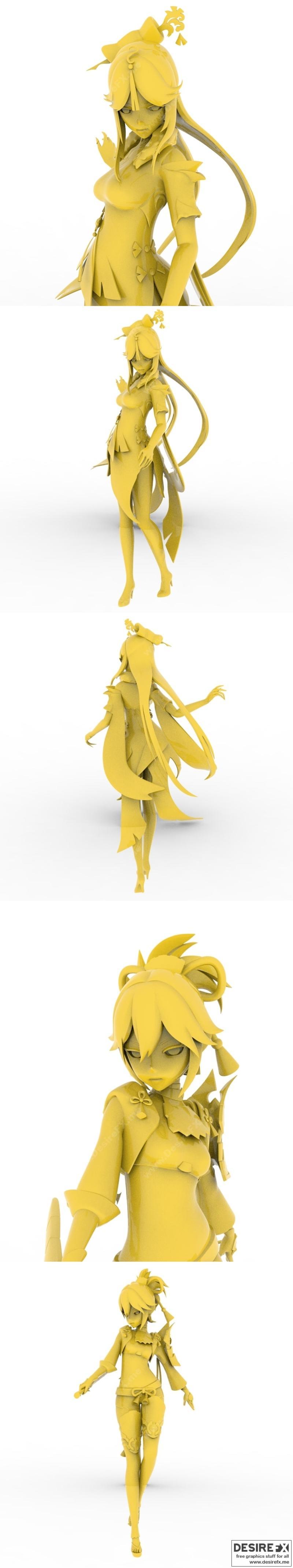 宁光与库基——3D打印模型|Ningguang and Kuki – 3D Print Model STL