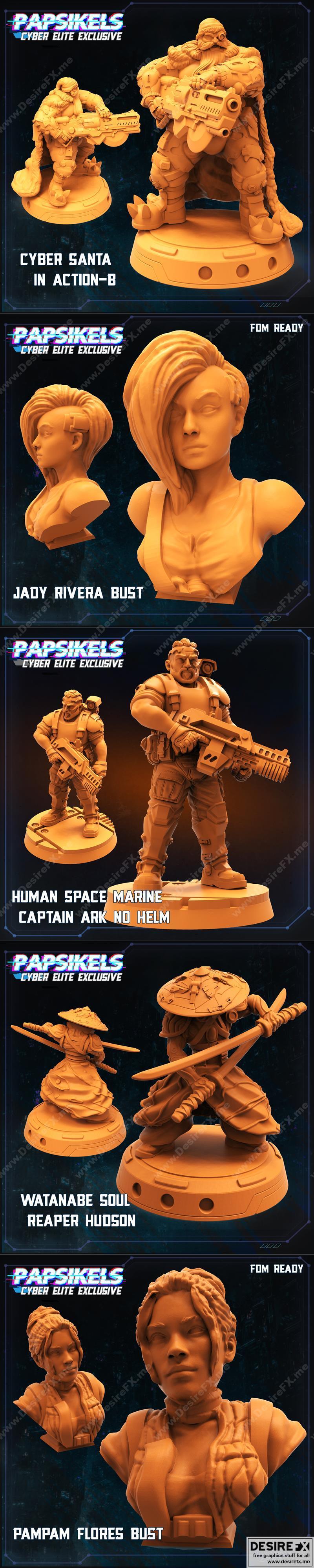 PapSikels迷你模型——赛博精英专属3D打印雕塑|PapSikels Miniatures – Cyber Elite Exclusive – 3D Print Model STL
