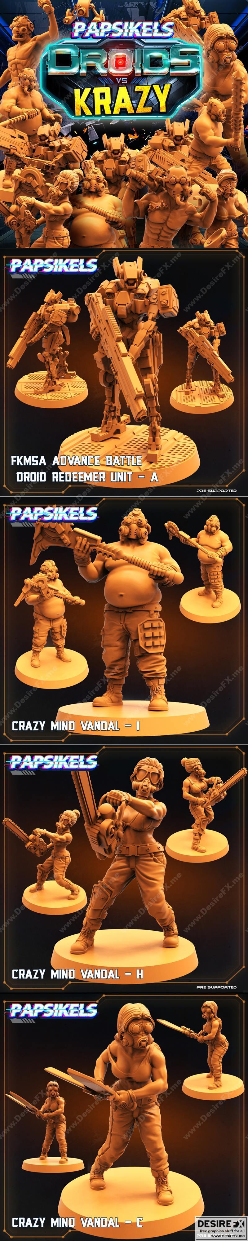 PapSikels迷你模型——《绝地战警》3D打印模型|PapSikels Miniatures – Droids and Krazy March 2022 – 3D Print Model STL