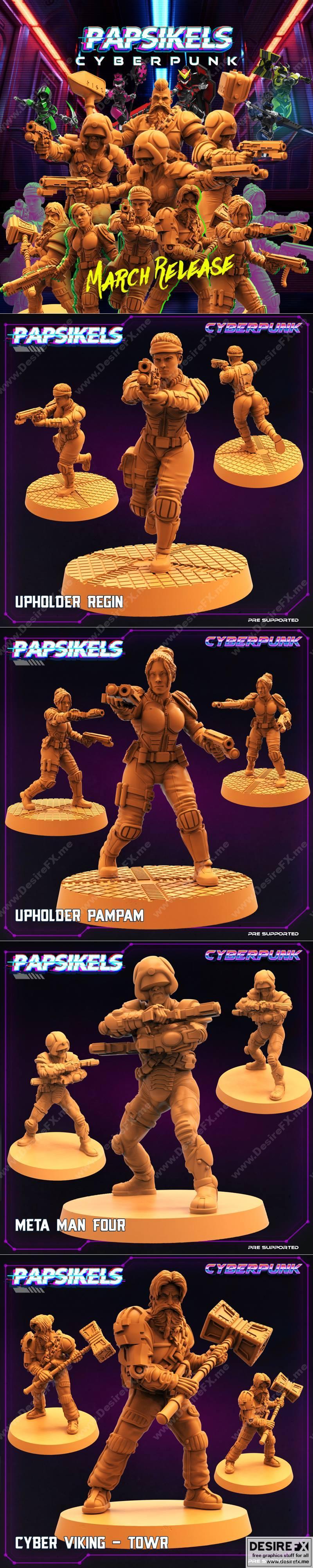 PapSikels迷你模型——赛博朋克部落系列 3D打印模型|PapSikels Miniatures – Tribes – Cyberpunk Release March 2022 – 3D Print Model STL