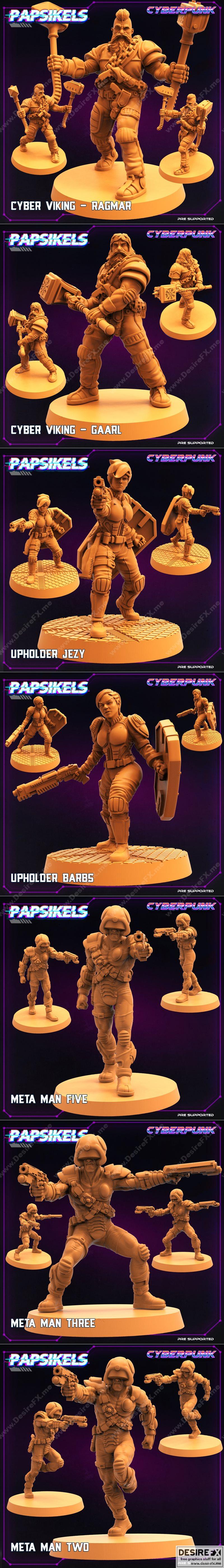 PapSikels迷你模型——赛博朋克部落系列 3D打印模型|PapSikels Miniatures – Tribes – Cyberpunk Release March 2022 – 3D Print Model STL