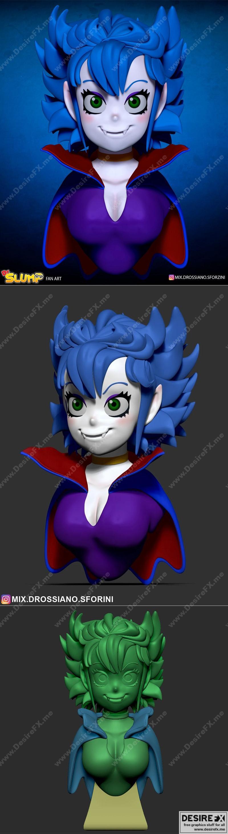 3D打印模型：吸血鬼女孩胸围设计|Vampire Girl Bust – 3D Print Model STL