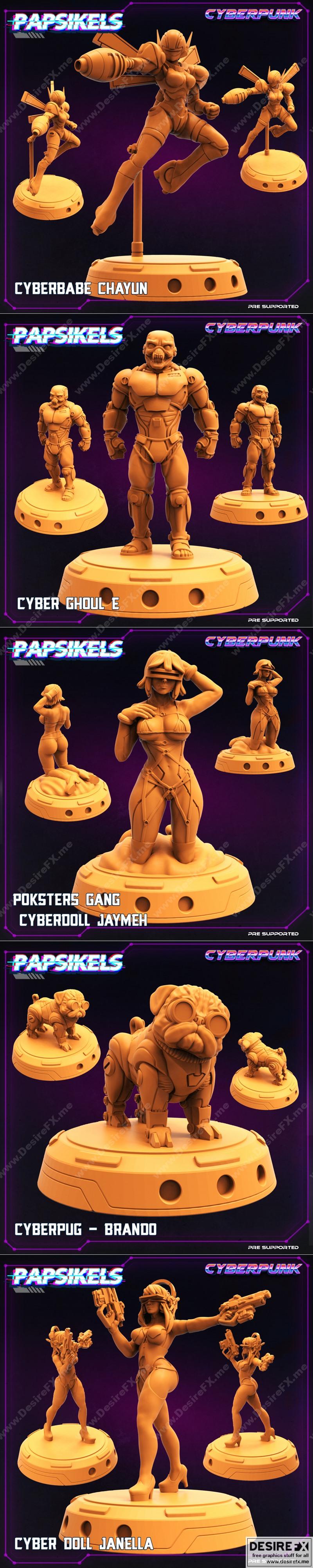 PapSikels迷你模型——赛博朋克部落系列 3D打印模型|PapSikels Miniatures – Tribes – Cyberpunk Release February 2022 – 3D Print Model STL