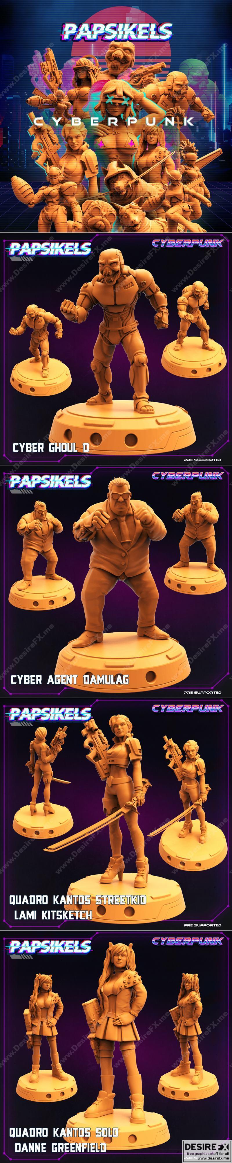 PapSikels迷你模型——赛博朋克部落系列 3D打印模型|PapSikels Miniatures – Tribes – Cyberpunk Release February 2022 – 3D Print Model STL