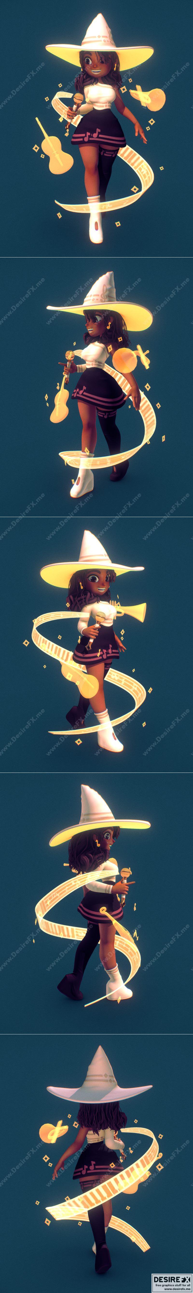 Jazmin——音乐巫女 3D打印模型|Jazmin – The music witch – 3D Print Model STL