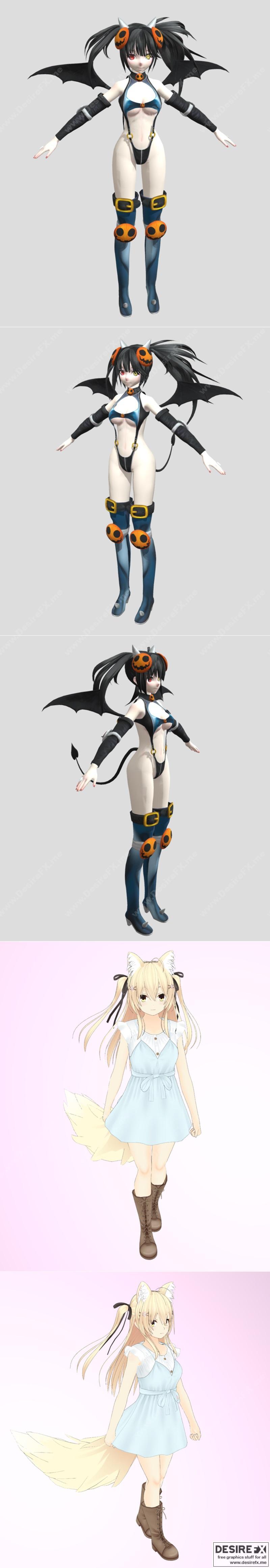 库尔米·托基萨基 Halloween 恶魔女郎 Sera B 3D打印模型|Kurumi Tokisaki Halloween Succubus and VRChat Avatar Sera B – 3D Print Model STL