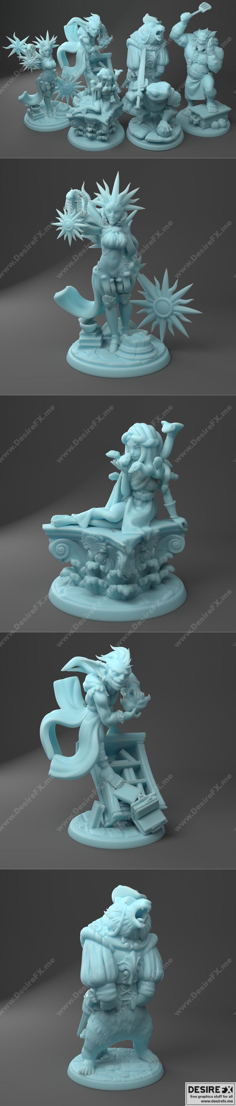 双女神迷你模型——2021年4月3D打印模型STL|Twin Goddess Miniatures – April 2021 – 3D Print Model STL