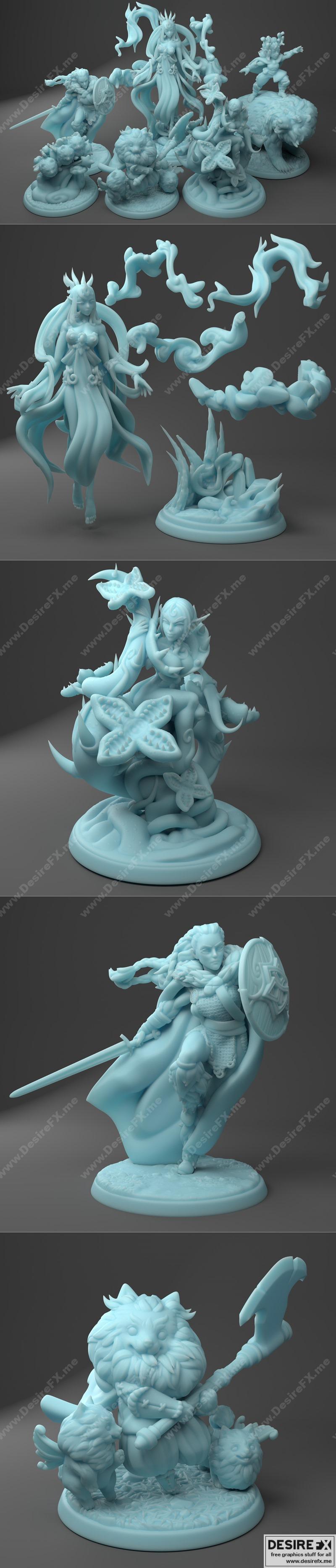 双女神迷你模型 2021年3月 3D打印STL文件|Twin Goddess Miniatures March 2021 – 3D Print Model STL