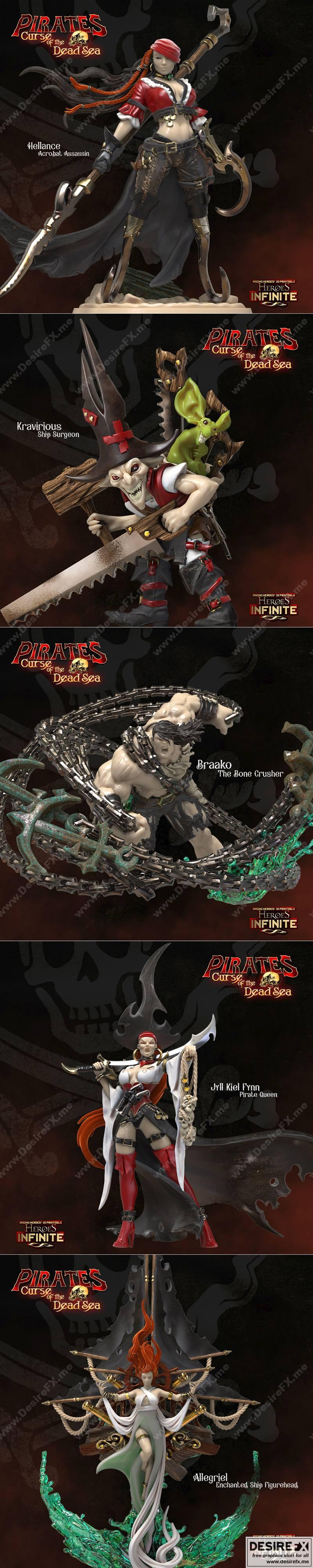 英雄无限——海盗：死海诅咒 3D打印模型|Heroes Infinite – Pirates Curse of the Dead Seas – Heroes July 2022 – 3D Print Model STL