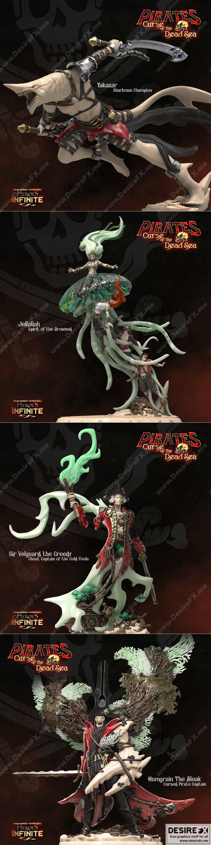 英雄无限——海盗：死海诅咒 3D打印模型|Heroes Infinite – Pirates Curse of the Dead Seas – Heroes July 2022 – 3D Print Model STL